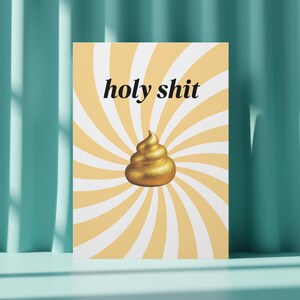 Funny Poster „Holy Shit“ | Humor Wanddeko | Lustiges Geschenk | Gold Deko Print | Witzige Kunst für Büro, WG & Wohnzimmer Bild 1