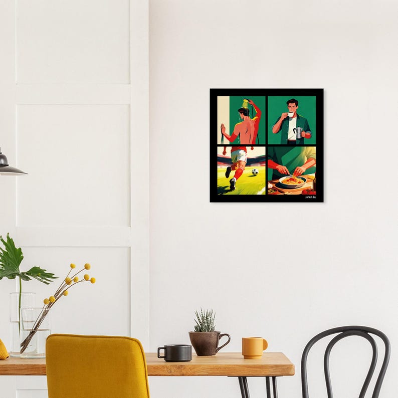Perfect Day Poster for Footballers and Athletes | Coffee, Shower, Jogging and Food | Illustration Wall Decor | Gift for Men image 7