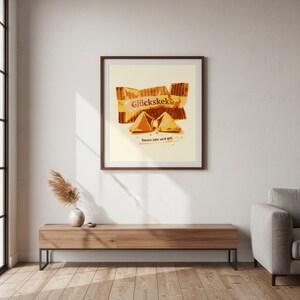 Fortune cookie poster with a saying | This year is going to be awesome | Humorous wall decor, pop art illustration, gift idea Braun/Gelb