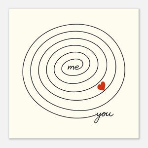 Poster Liebe me to you |Line Art Spirale mit Herz | Moderne Wandkunst für Paare afbeelding 2