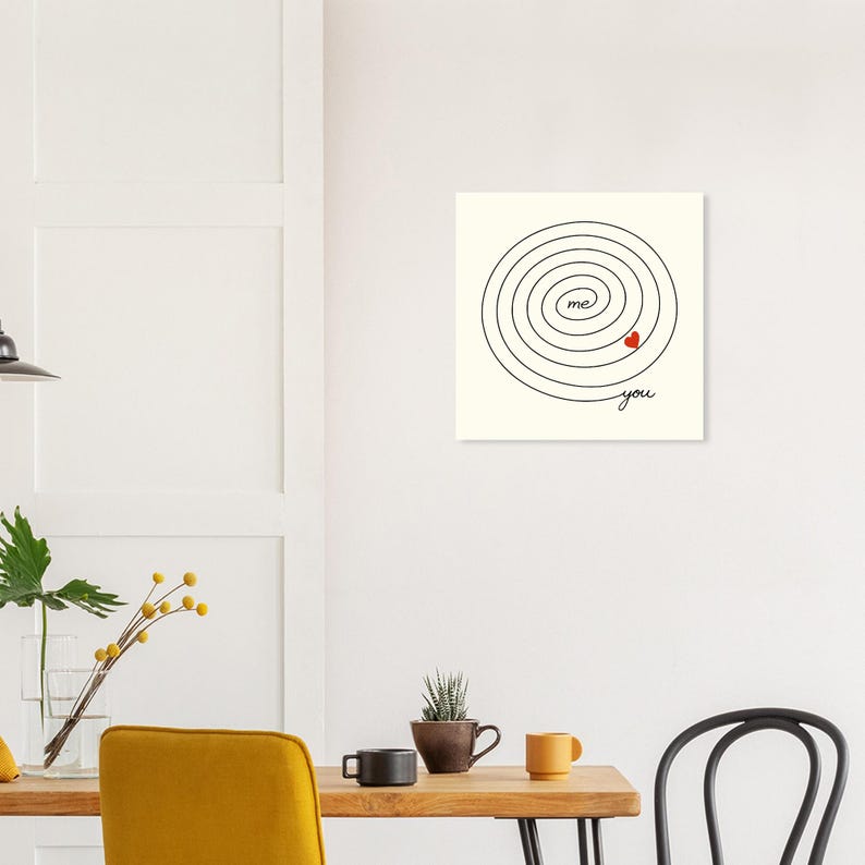 Poster Liebe me to you |Line Art Spirale mit Herz | Moderne Wandkunst für Paare afbeelding 6