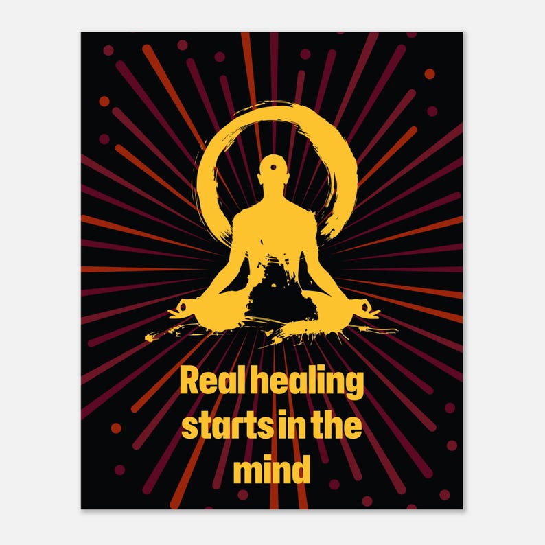 Affirmation Mind Healing Poster “Real healing starts in the mind” | Meditation Wall Art | Mindfulness & Positive Energy Decor image 2
