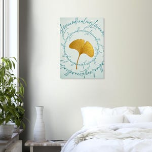 Goldenes Ginko Circle Poster „Love and Healing“ | Meditations Wandbild | Achtsamkeit & positive Energie Deko afbeelding 5