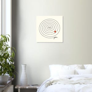 Poster Liebe me to you |Line Art Spirale mit Herz | Moderne Wandkunst für Paare afbeelding 4