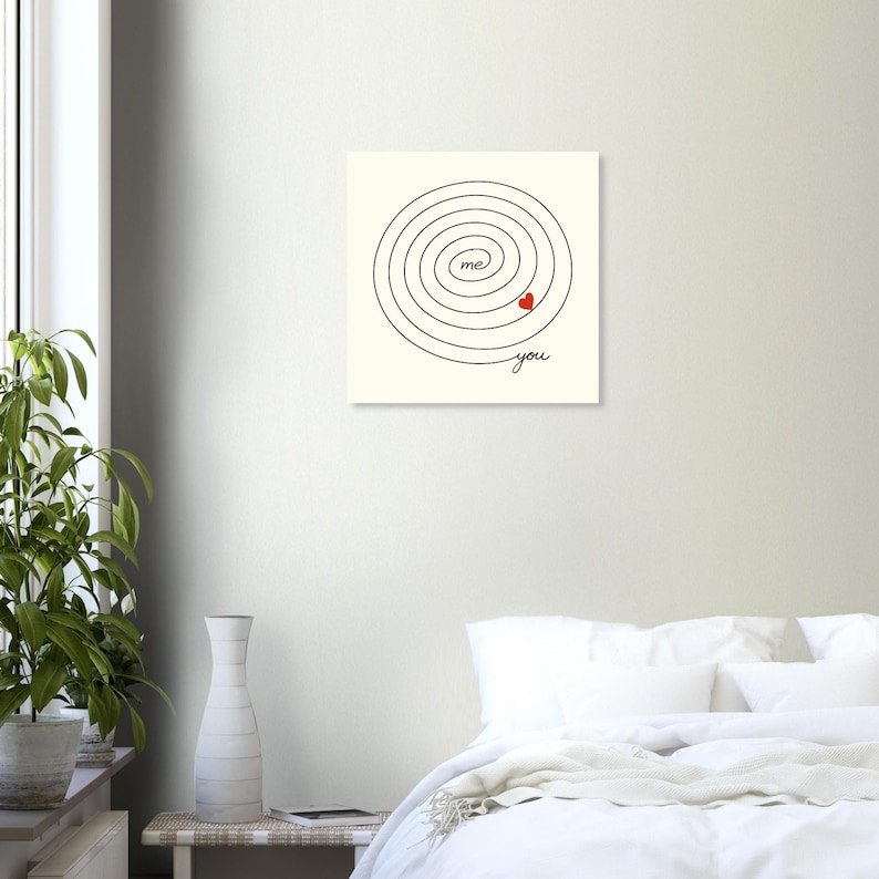 Poster Liebe me to you |Line Art Spirale mit Herz | Moderne Wandkunst für Paare afbeelding 4
