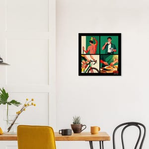 Poster Perfect Day für Radfahrer und Sportler | Kaffee, Dusche, Fahrrad und Essen | Illustration Wanddeko | Geschenk für Männer Bild 5