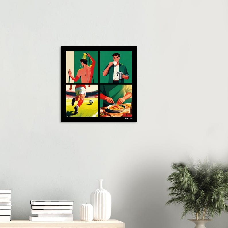 Perfect Day Poster for Footballers and Athletes | Coffee, Shower, Jogging and Food | Illustration Wall Decor | Gift for Men image 6