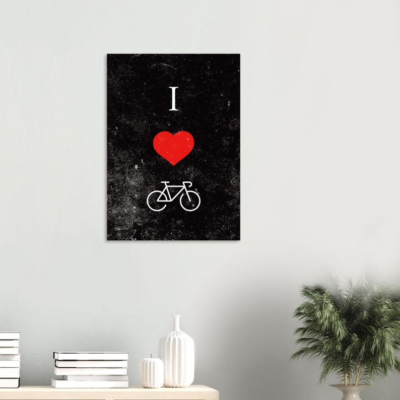 Fahrrad Poster I Bike – Liebe zum Radfahren | Minimalistisches Cycling Motiv | Geschenk für Fahrradfahre afbeelding 3