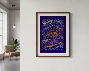 Poster Word Fireworks | Colorful typography wall art with onomatopoeia as a daily reminder to celebrate life