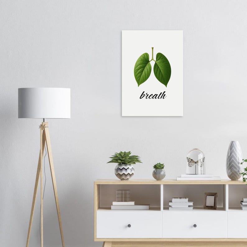 Natur Poster mit Blätter „breath“ | Meditations Wandbild | Achtsamkeit & positive Energie Deko Bild 5