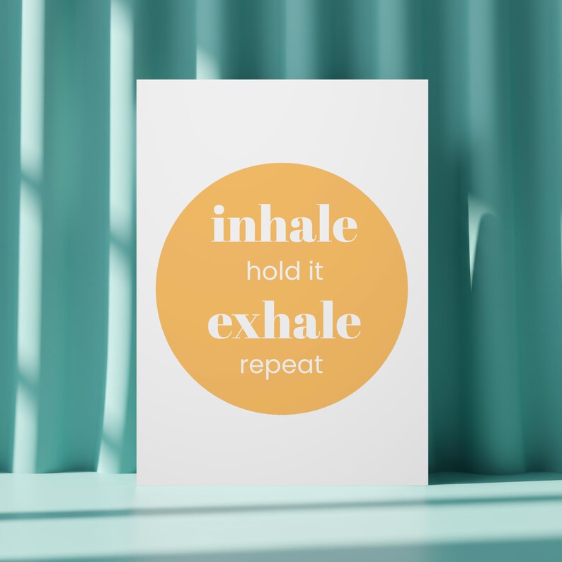 Affiche de respiration « Inspirez, retenez, expirez, répétez » | Décoration murale pleine conscience | Décoration méditation et yoga | Inspiration respiration consciente | Impression relaxation image 1