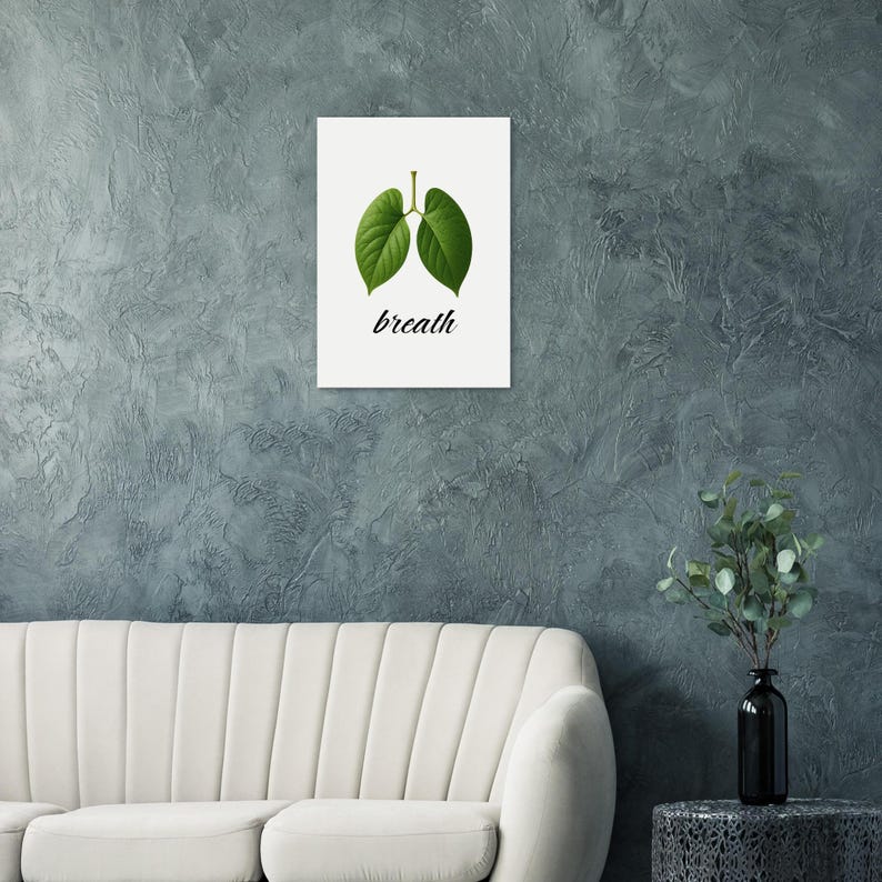 Natur Poster mit Blätter „breath“ | Meditations Wandbild | Achtsamkeit & positive Energie Deko Bild 8