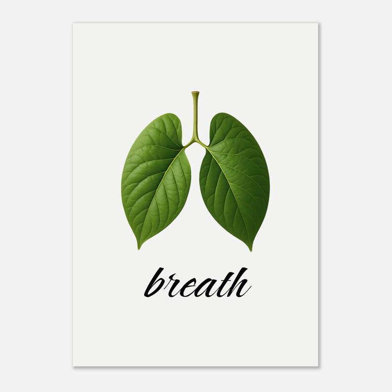 Natur Poster mit Blätter „breath“ | Meditations Wandbild | Achtsamkeit & positive Energie Deko Bild 2