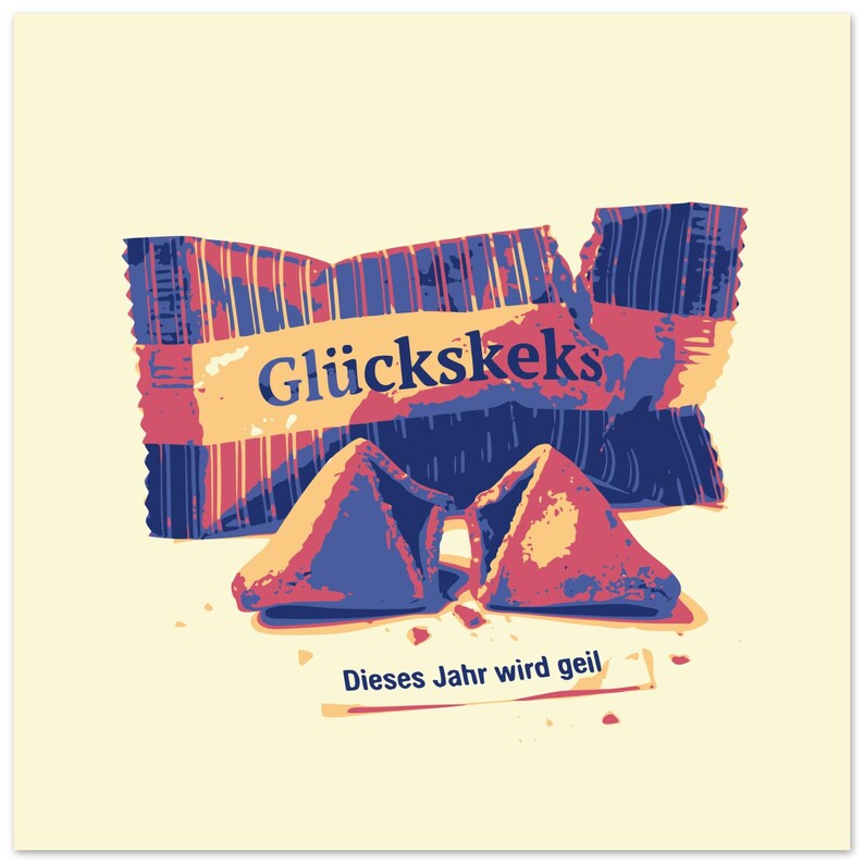 Fortune cookie poster with a saying | This year is going to be awesome | Humorous wall decor, pop art illustration, gift idea image 3