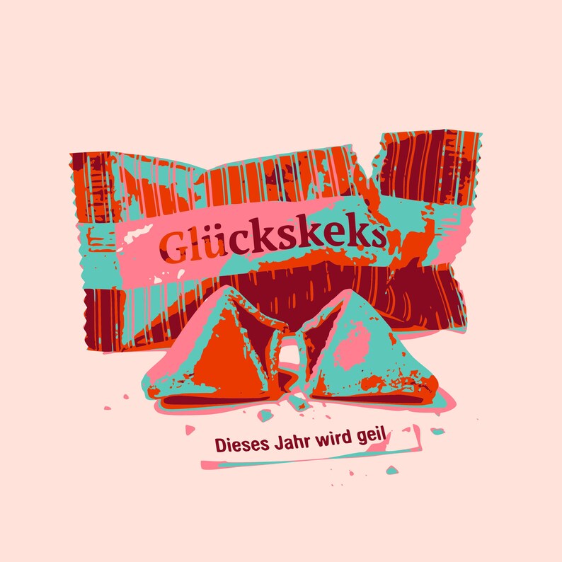 Fortune cookie poster with a saying | This year is going to be awesome | Humorous wall decor, pop art illustration, gift idea image 5