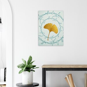 Goldenes Ginko Circle Poster „Love and Healing“ | Meditations Wandbild | Achtsamkeit & positive Energie Deko afbeelding 6