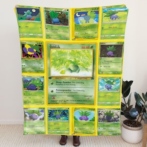 USA MADE Personalized PK Blankets, Custom Name Multi Oddish Blanket, Anime Manga Gamer Throw