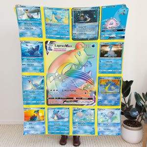 USA MADE Personalized PK Blankets, Custom Name Multi Lapras Blanket, Anime Manga Gamer Throw