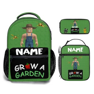 Personalized Roblox Backpack Set: Custom Name School Bookbag, Lunch Bag & Pencil Case