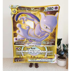 Mewtwo VSTAR Sword & Shield Series Blanket | Custom PK Trading Card Blanket, Personalize Anime Fan Gift