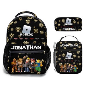 Personalisierter Roblox Rucksack Set: Name Schulbuchtasche, Lunchbag & Federmäppchen