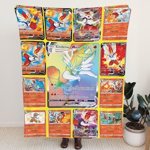 USA MADE Personalized PK Blankets, Custom Name Multi Cinderace Blanket, Anime Manga Gamer Throw
