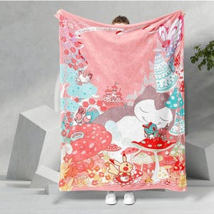 Usa Made Personalized Pk In Wonderland Blanket Pk Characters Blanket – Snorlax Blanket – Manga Cartoon Gift – Anime Pika Blanket – Kids B