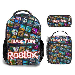Personalisierter Roblox Rucksack-Set: Gaming-Szene, benutzerdefinierter Name