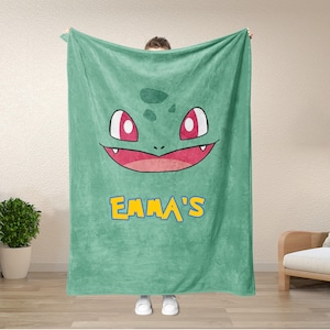 USA MADE Personalized Bulbasaur Blanket Manga Cartoon Gift – Anime PK Gift For Kids – Baby