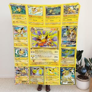USA MADE Personalized PK Blankets, Custom Name Multi Jolteon Blanket, Anime Manga Gamer Throw