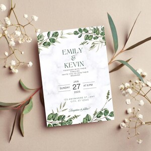 Plantilla de invitación de boda, plantilla de invitación de boda, invitación de boda editable, descarga instantánea, invitación de boda con vegetación, invitación digital