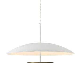Lustre moderno branco e latão | Luminária pendente de meados do século | Luminária de teto contemporânea | Pendente Sputnik moderno de meados do século