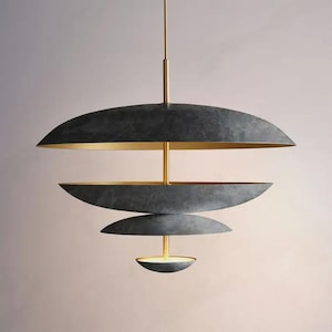 Mid Century Tiered Pendant Light | Contemporary Statement Ceiling Lamp | Modern Chandelier Lighting Fixture for Dining Room, Living Room,