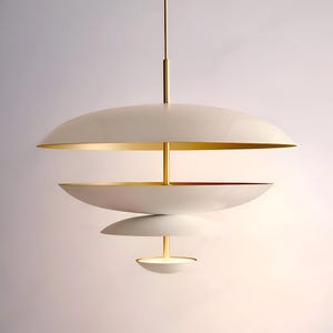 1950&#39;s Mid-Century Modern 6-Light Brass Flush Mount | 1950s Style Sputnik Ceiling Chandelier | Cosmic Duo Pendant Light,