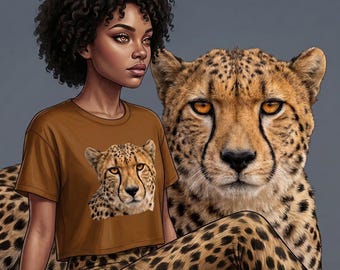 Conjunto de camiseta y leggings con estampado de animales salvajes / Camiseta holgada con estampado de guepardo / Leggings con estampado de guepardo Estampado integral