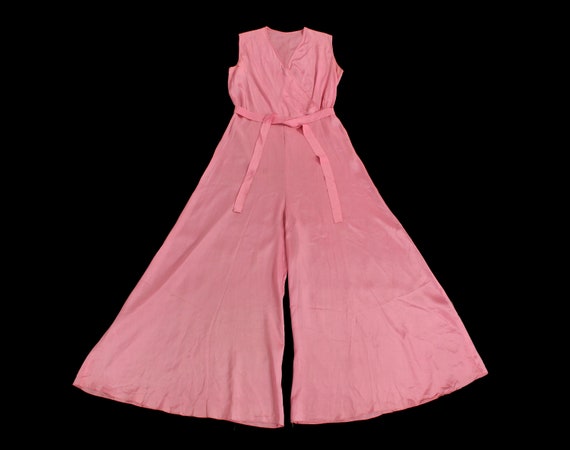 Rare! 1930s Beach Pajamas  / 30s PINK Pj Jumpsuit… - image 1