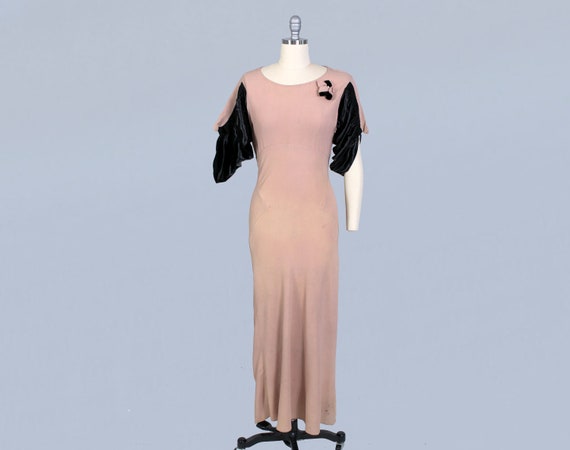 1930s Dress / Unusual 30s Pink Crepe Gown / Crazy… - image 3