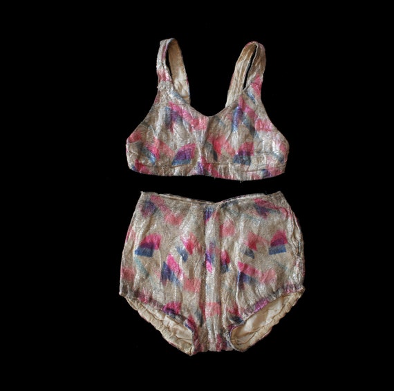 1920s 1930s Stage Set / Dance Costume / Bra Top Short… Gem