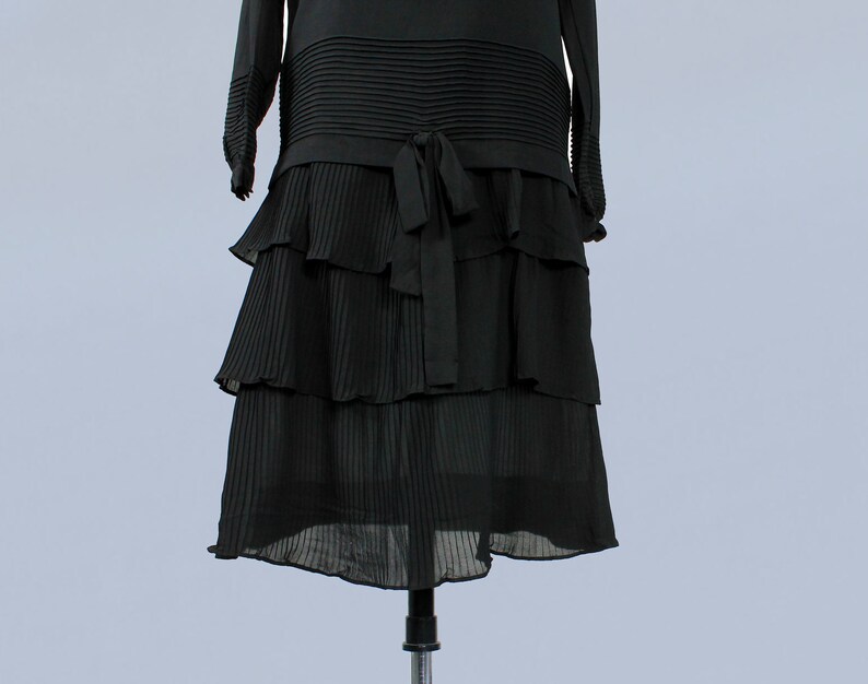 1920s Dress / 20s Black Two Piece Flapper Dress / Micro Pleats Etsy