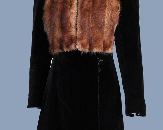1930s Coat / 30s 40s Black Velvet and Fur Princes… - image 4