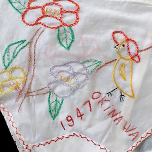 Rare 1940s WWII Lingerie Set / 40s Novelty Bra Panties / PARACHUTE SILK / Embroidered 1947 Okinawa image 6