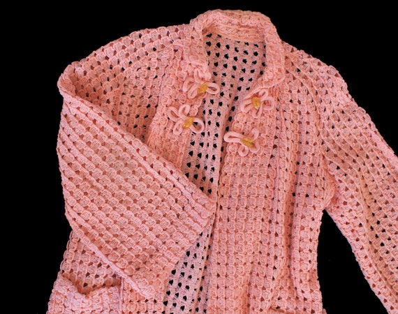 1930s Knit Sweater / 30s Pink Knit Jacket / Cardi… - image 2
