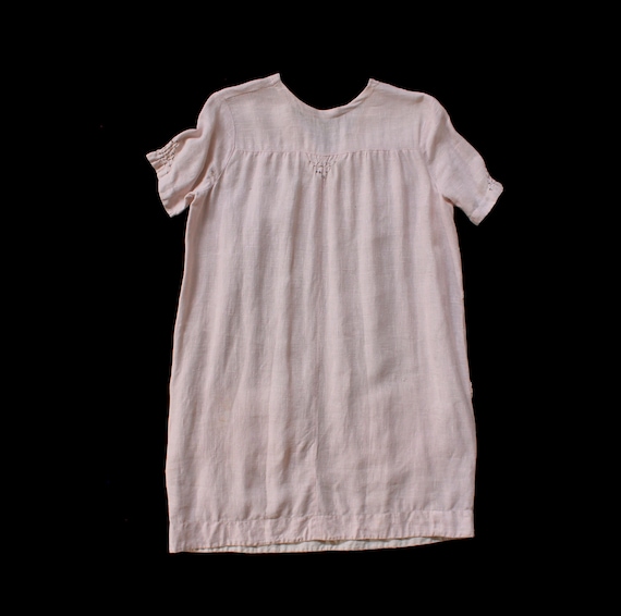 1920s Dress / 20s Pink Cotton Linen Smock Dress /… - image 5