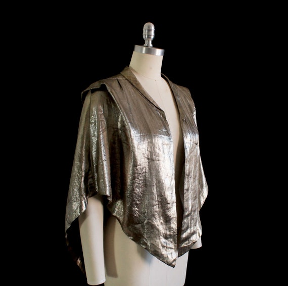 Rare 1920s Gold Silver Lame Capelet / Dense Metal… - image 7