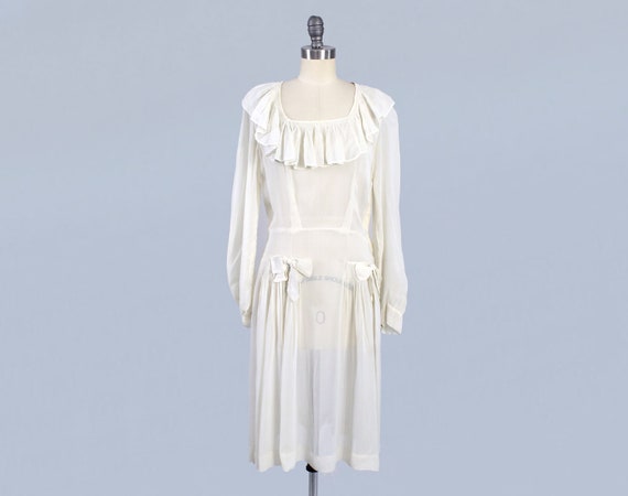 1930s - 1940s Dress / 30s 40s Sheer Floaty Light A