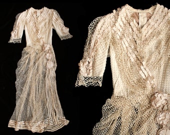 SELTENES Viktorianisches Tüll-Überkleid / 1800s Boned Mieder Kleid/Jacke