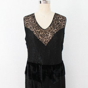 1920s Dress / Lace Illusion Dress / Velvet Dropped Waist image 3