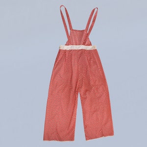 1930s Beach Pajamas / 30s Cotton Overalls / Bib Jumpsuit / Red and White Checkerboard image 3