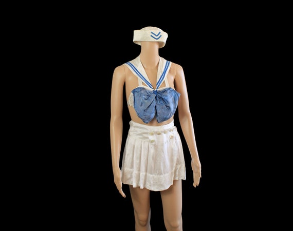 1930s Stage Outfit / 20s 30s Nautical Satin Middy… - image 5