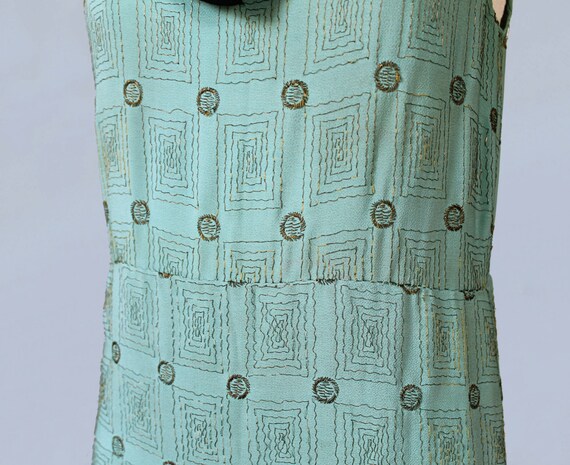 1930s Dress / 30s GOLD METALLIC Embroidered Deco … - image 3